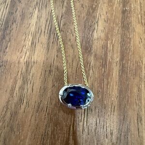 Sterling created sapphire Gemstone Pendant Necklace